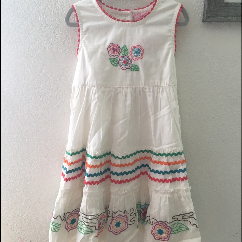 Spring/ Summer white linen dress with embroidery.